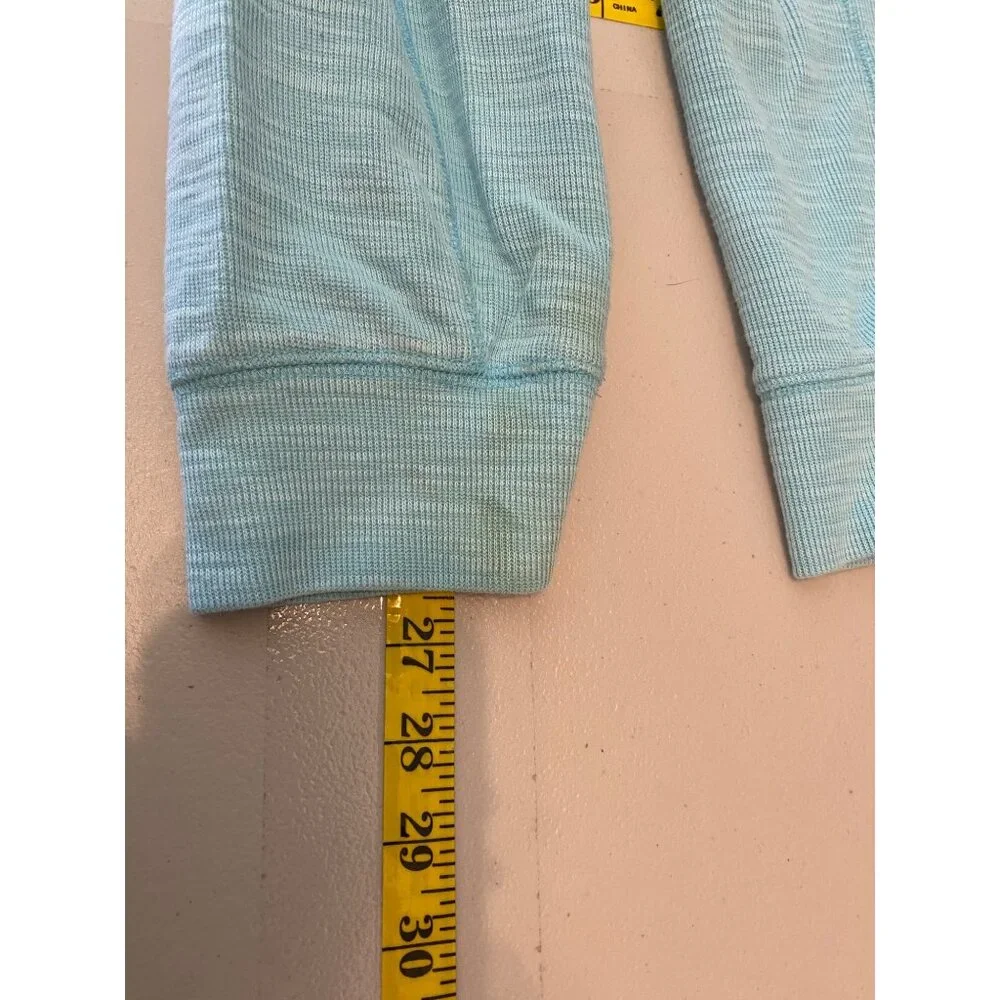 Lands End Mens Aqua Quarter-Zip Pullover XL Cotton Blend